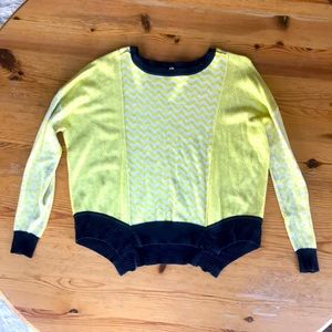 Yellow and blue sweater from Margaret O’Leary